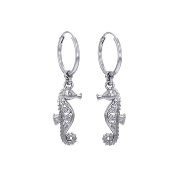 Celtic Knots Seahorse Silver Hoop Earrings TER2083 - Jewelry